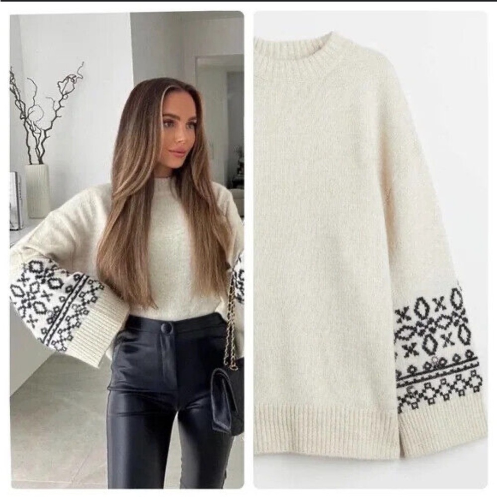 H&M pearl sweater size lg BNWT!